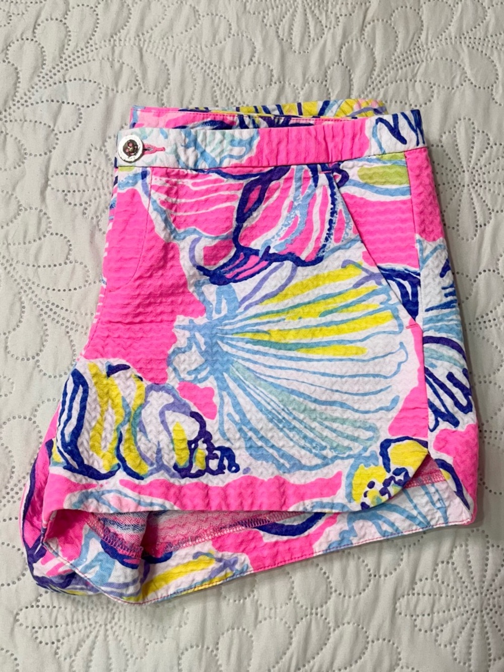 Lilly Pulitzer Adie Shorts Bright Pink Floral Cotton 3.5” Inseam Women’s Size 2